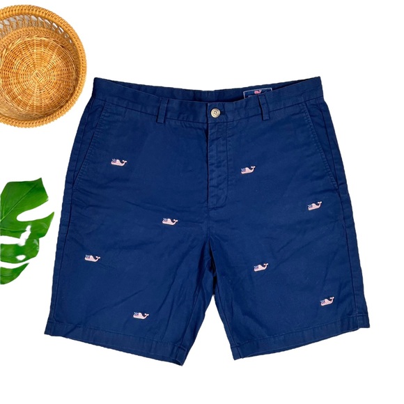 Vineyard Vines Other - Vineyard Vines Mens Flag Whale Navy Patriotic Embroidered Breaker Shorts Size 36